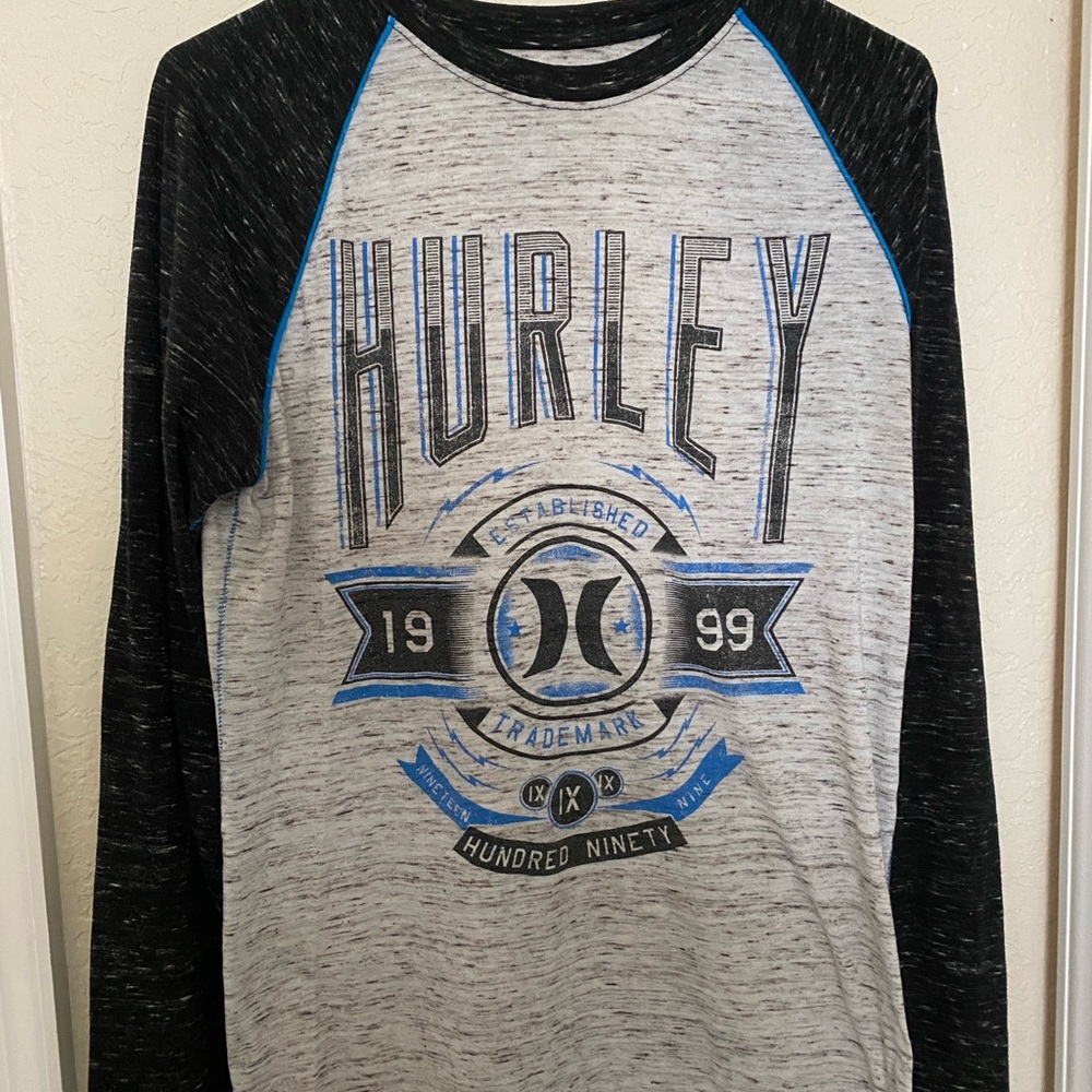 Hurley Gray,Blue,and Black Long Sleeve Shirt